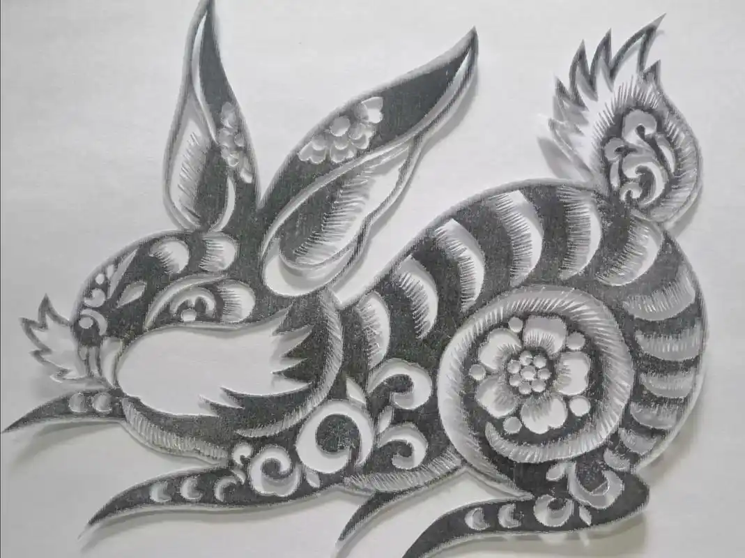 抖出我的艺术 精美的兔子剪纸 - 抖音