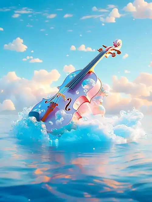 空中的小提琴| #治愈系 #蓝色治愈系 #好看的背景图 #视 - 抖音