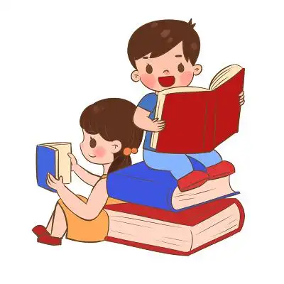 朗诵手绘卡通儿童开学季学生读书人物素材