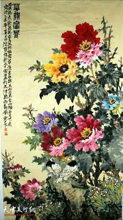 津门牡丹张张锡武四代作画为传承亲情更是师生情