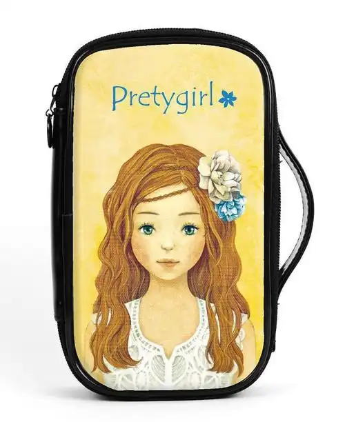 韩国正品小淑女洋娃娃漆皮化妆包卡通可爱大容量手提收纳包