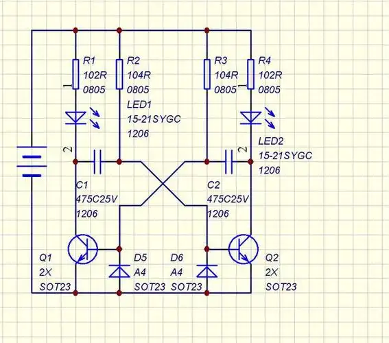 谁给我一个交替闪光发光二极管电路图呀