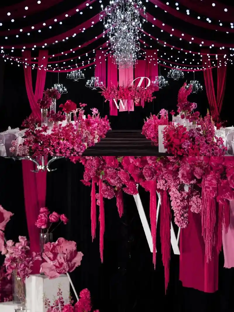 成都婚庆成华区第一江南玫红色小众婚礼布置