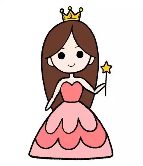 7,画出公主的面部表情,当然公主手上需要一根仙女棒.