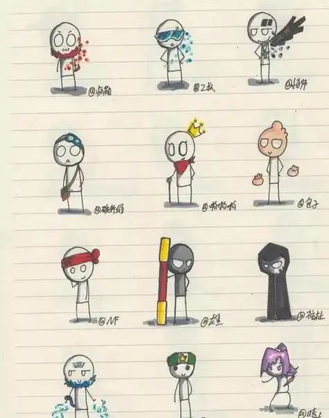 手帐可爱简笔画表白火柴人