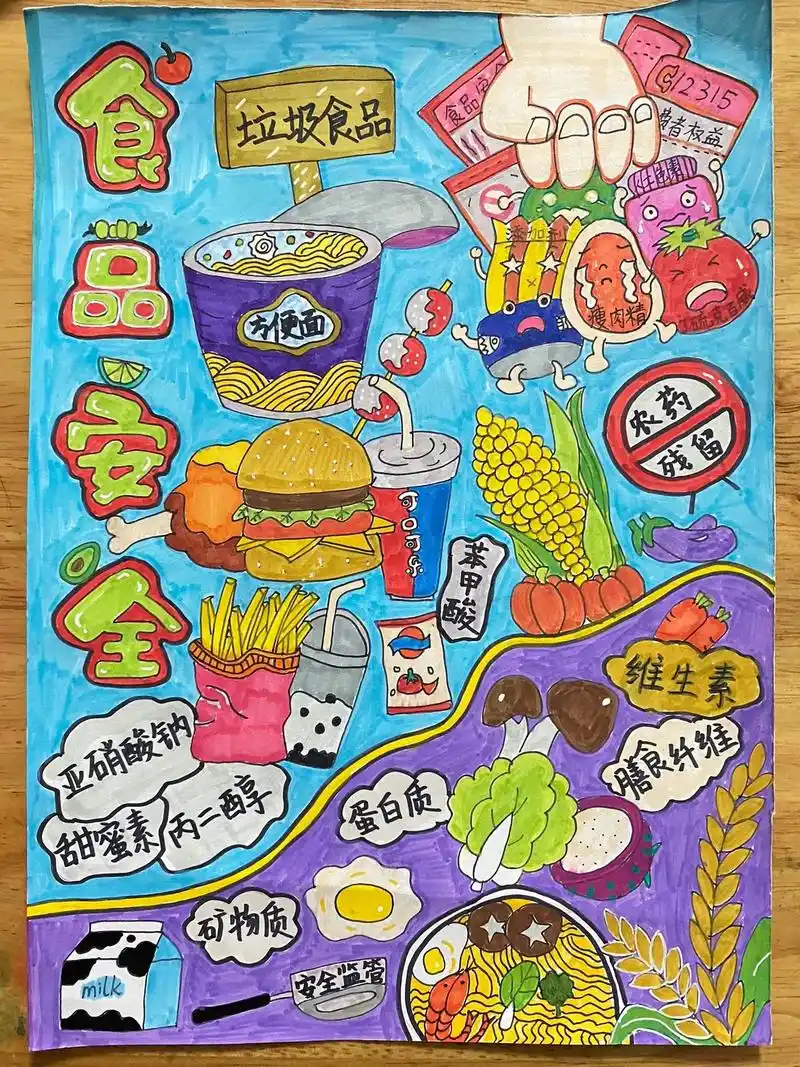 食品安全绘画 #食安为先 - 抖音