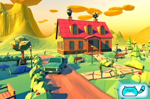 unity3d小镇低多边形资源模型happylifeville. low poly