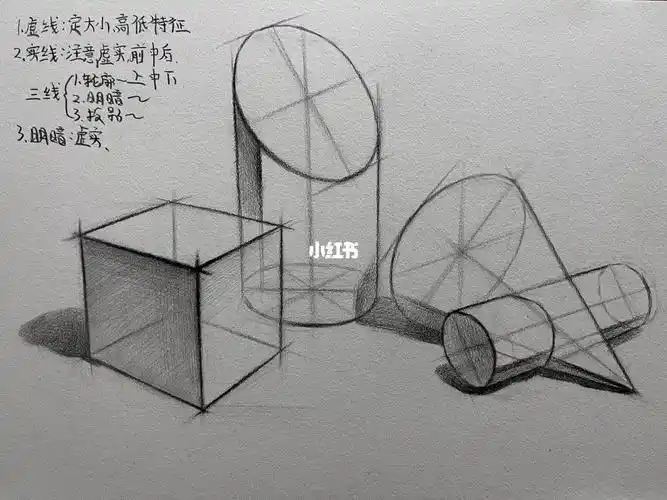 素描几何体组合结构步骤图