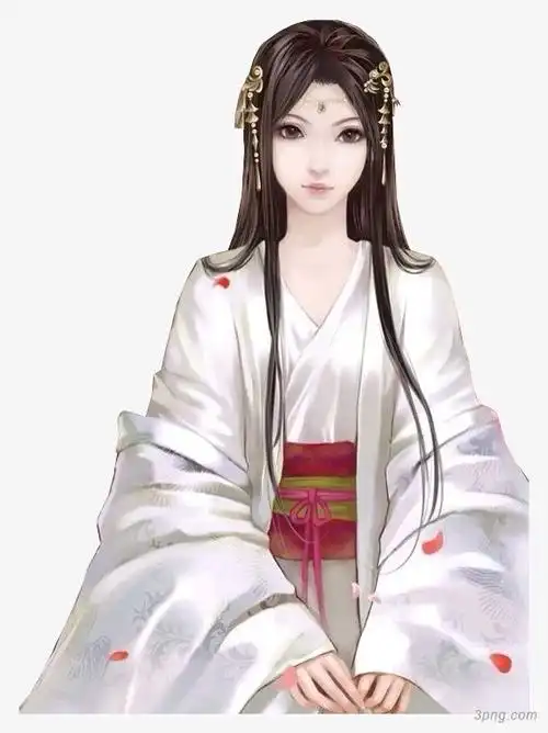 古风白衣花瓣美人png素材透明免抠图片动植人物