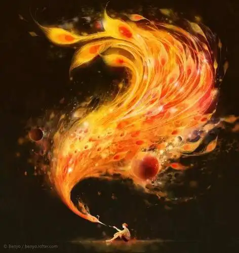 8年插画师神话般的幻境世界有只凤凰在这里涅盘
