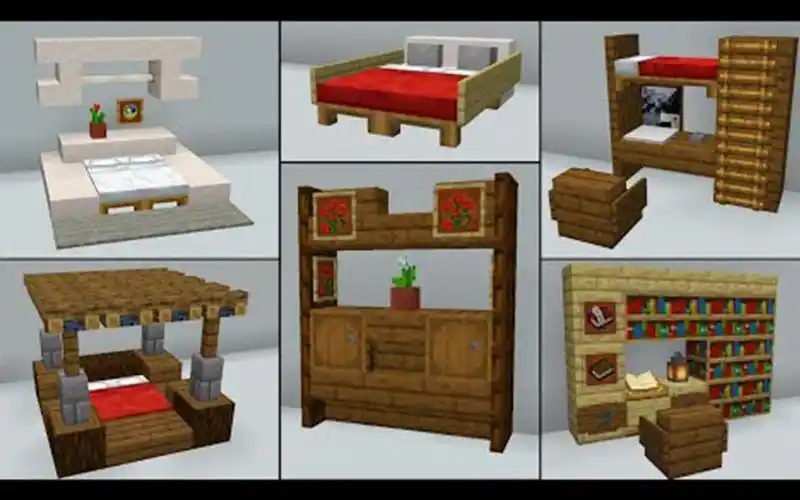 blendigiminecraft我的世界40种不同的卧室家具设计建造教程
