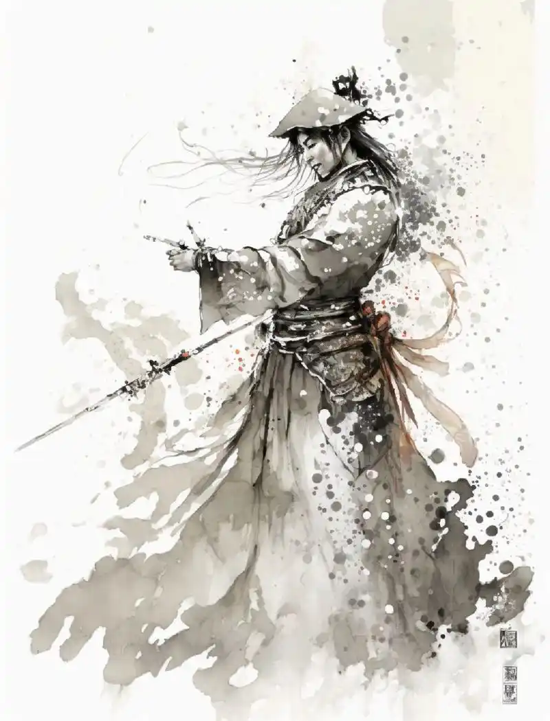 水墨武侠人物|雪茫茫,剑光响