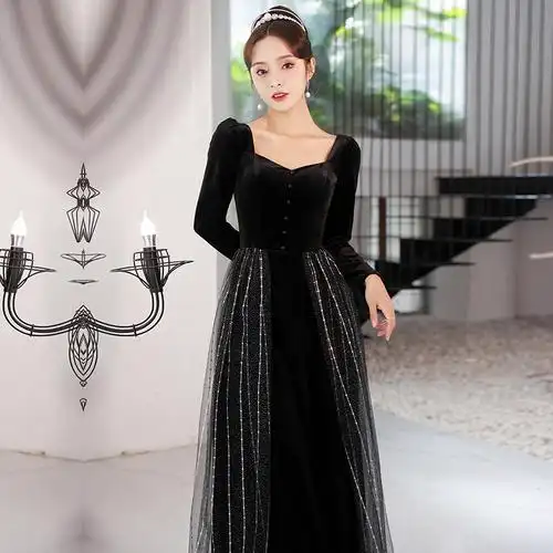 长袖晚礼服新款2021爆款