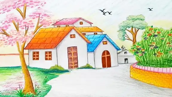 超写实的彩铅风景画真美