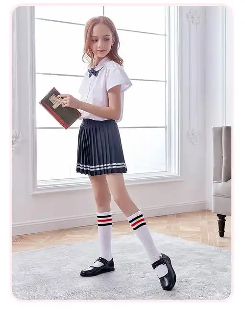 女童长筒袜儿童小学生礼服白袜中筒幼儿宝宝黑白校服袜足球长袜子