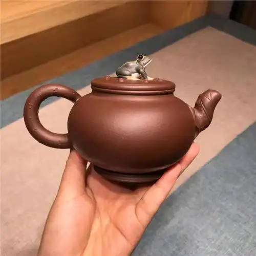 王杏坤紫砂壶作品|原矿紫泥青蛙莲心壶320cc纯手工真品怎么样