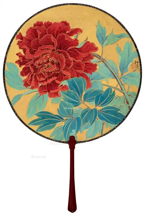 牡丹图 团扇 设色绢本