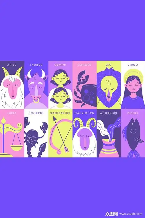 手绘十二星座矢量插画元素