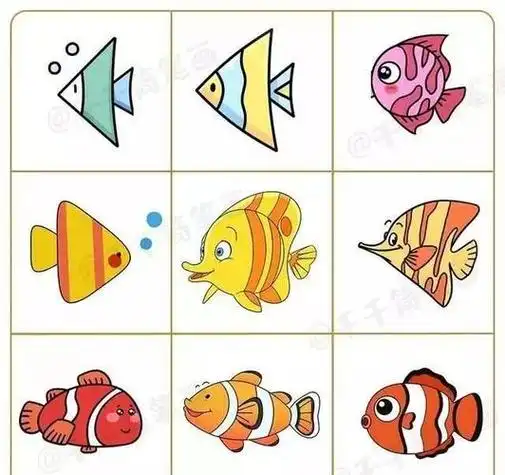 热带鱼简笔画图片大全