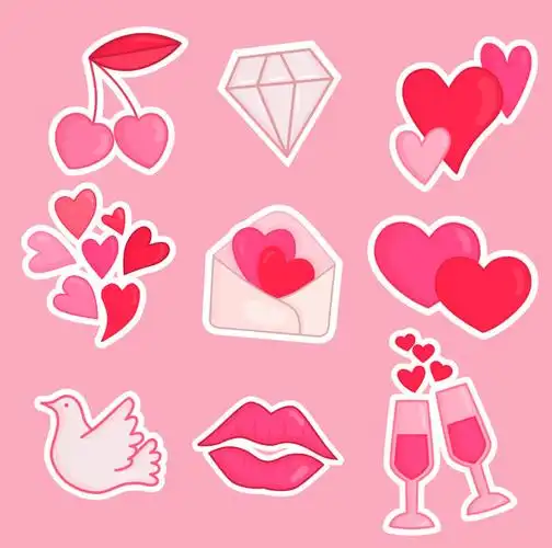 矢量的粉色情人节贴纸