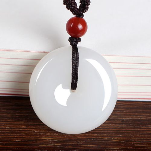 百年老凤祥玉石新疆和田玉羊脂白玉平安扣 男女情侣款吊坠带证书送