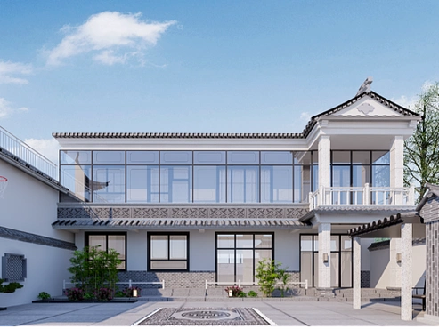 [建筑]-徽派新中式别墅外立面