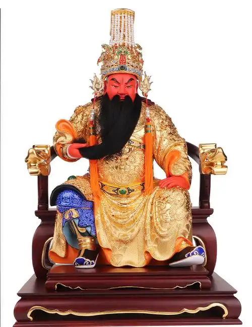 三漫陀关圣帝君神像樟木19寸武财神关羽关公像家用客厅祠堂供奉佛像