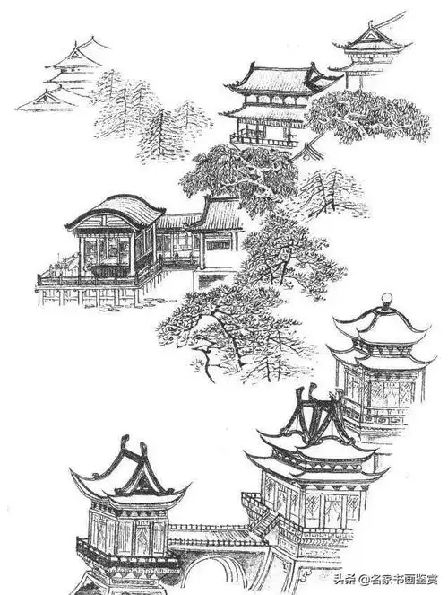 山水画练习——亭台楼阁的画法!_国画微学堂_零二七艺考
