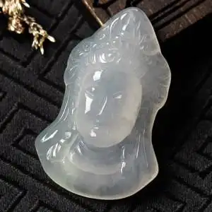 天然缅甸翡翠玉器a货正品冰润观音头玉佩玉吊坠5.90g