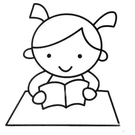 读书的小女孩简笔画图片