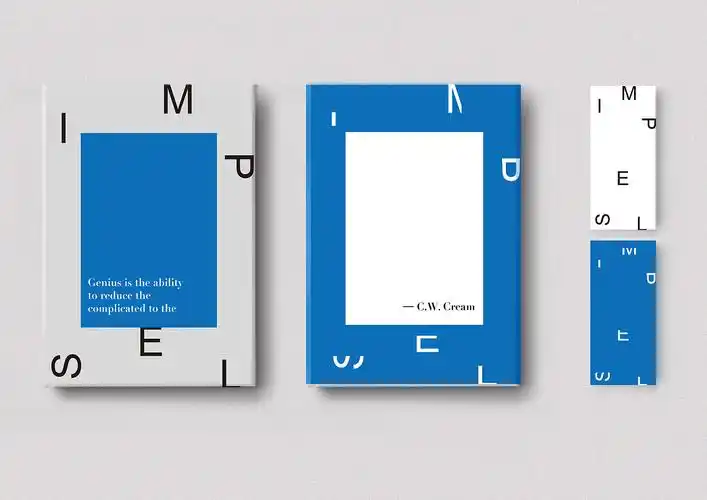 笔记本封面设计极简主义蓝白配色