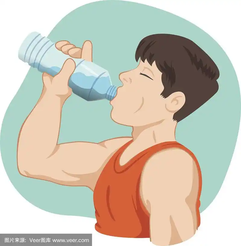 男性,运动员,饮用水,水,绘画插图