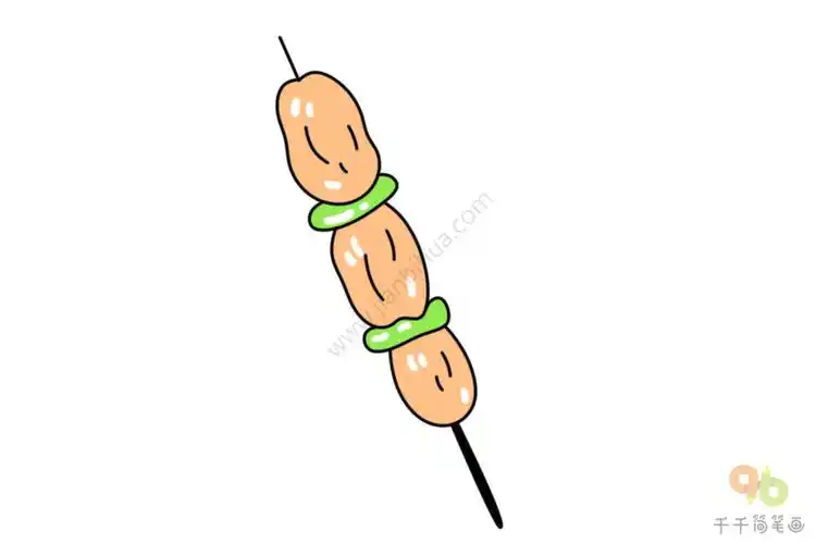美味烤肉串简笔画怎么画