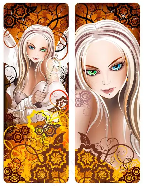 卡通动漫美女形象矢量素材eps,ai矢量模版下载