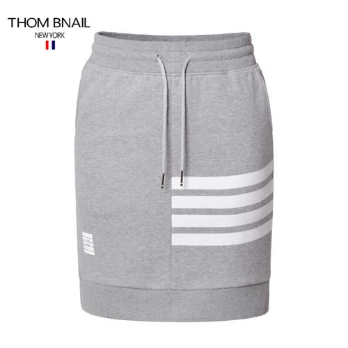 tb半身裙女四条杠欧美潮流夏季新款半身裙针织纯棉臀短裙 浅灰色 36