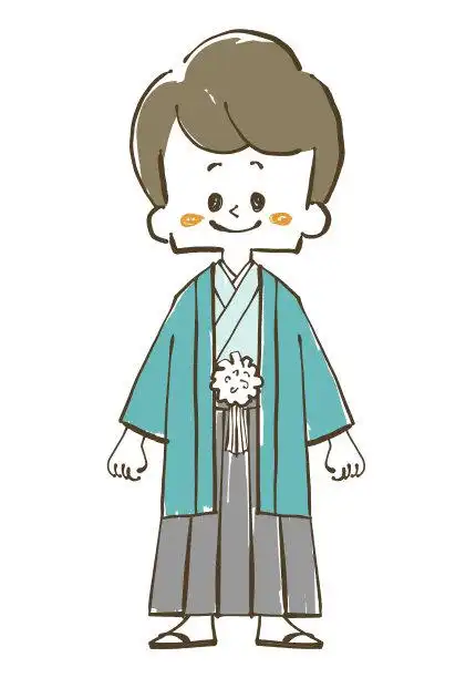 歌舞伎,传统,和服,白色背景,男性正版插画素材下载