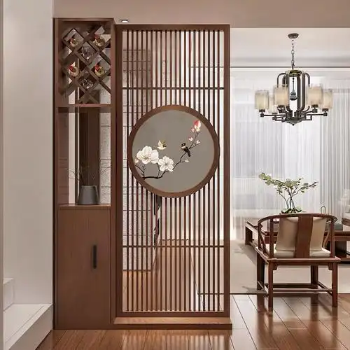 屏风卧室遮挡家用客厅玄关隔断酒柜子进门口风水挡煞简约实木中式