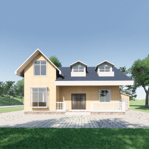 一层带阁楼美式风格自建房屋设计图纸喜天下建筑设计喜盖房效果图