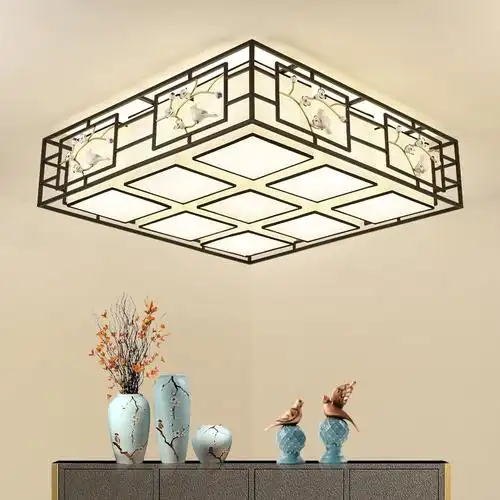 新中式客厅吸顶灯铁艺布艺禅意装饰灯ysl-6025