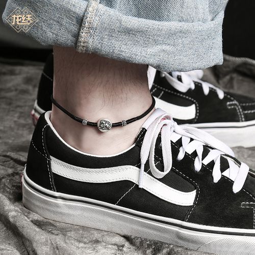 龙结男士貔貅脚链夏季潮男学生s925纯银脚环手工个性设计刻字脚饰