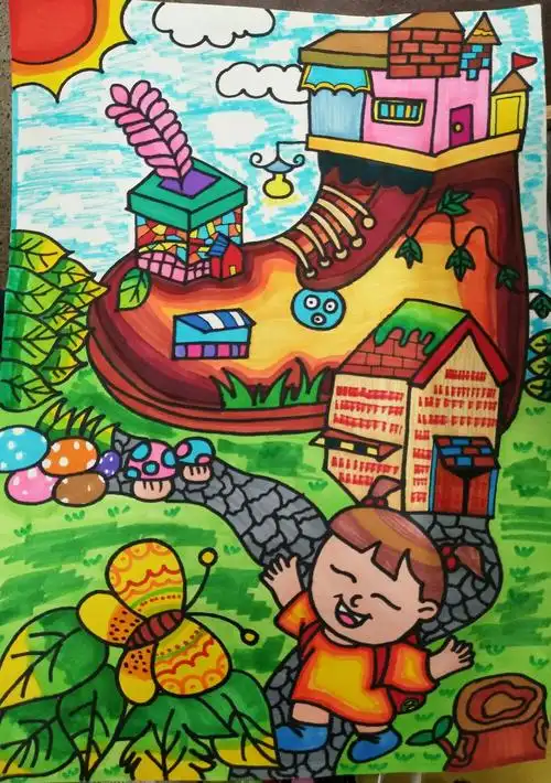 童话小镇童话城堡儿童画