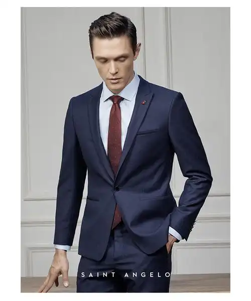 saint angelo/报喜鸟 青年商务正装男士西服套装 藏蓝修身西装