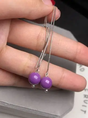 天然紫云云母耳线颜色漂亮贵族紫色性价比时尚耳环