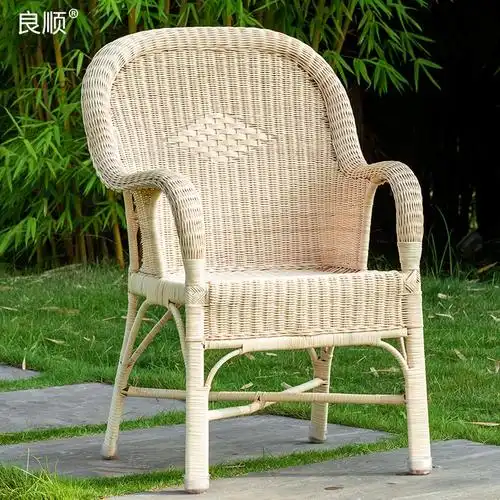 天然植物藤椅真藤休闲家用办公老式扶手全藤条b编织椅子老人靠背