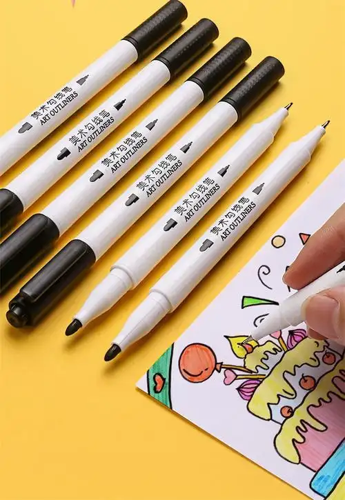 晨光spm21302 勾线笔 双头记号笔 黑/蓝/红色 一盒12支价格 红色