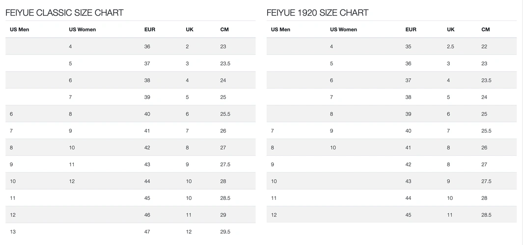feiyue 飞跃女子运动鞋-xssml品牌尺码表大全_对照表_选码助手_查码