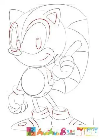 卡通人物音速小子索尼克简笔画的画法