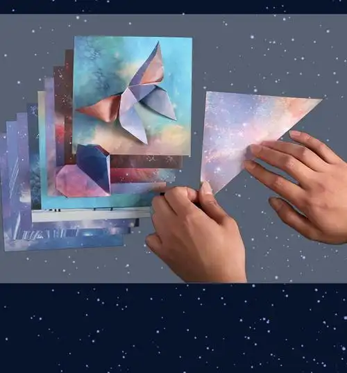 星空折纸彩纸正方形材料双面手工纸儿童印花厚diy剪纸幼儿园折纸双面