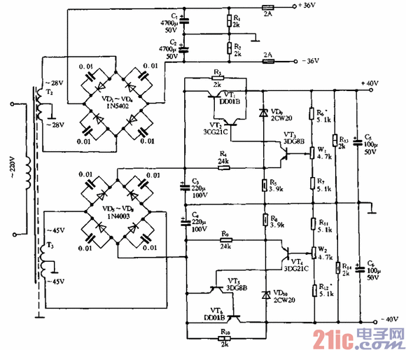 超甲类功放电源电路