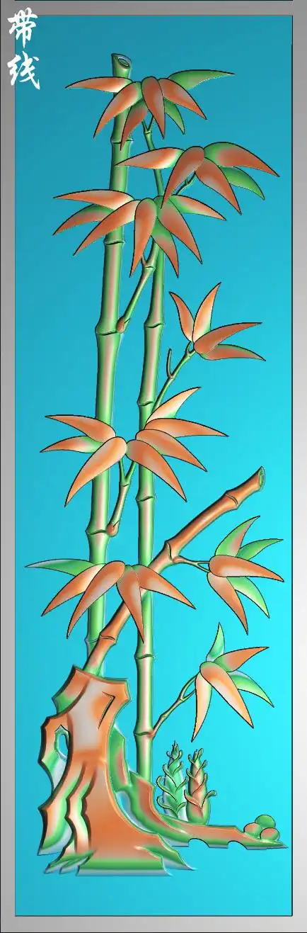 hnz-097竹子靠背精雕图竹子背板精雕图竹子精雕图竹子灰度图竹子浮雕